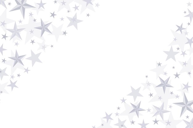 Fondo de estrellas plateadas de diseño plano