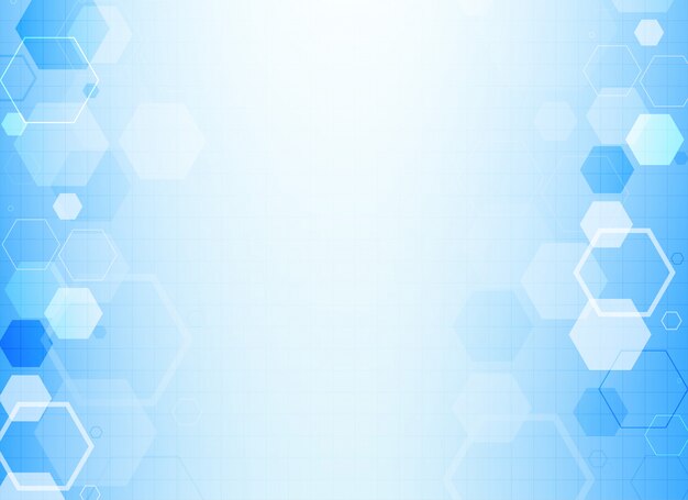 Fondo de estructura de molécula hexagonal azul
