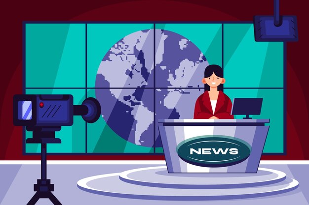 Fondo de estudio de noticias dibujado a mano