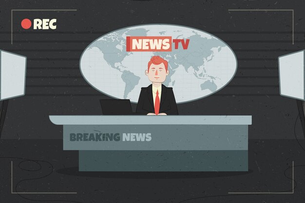Fondo de estudio de noticias dibujado a mano
