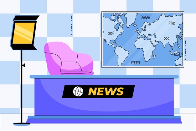 Fondo de estudio de noticias dibujado a mano