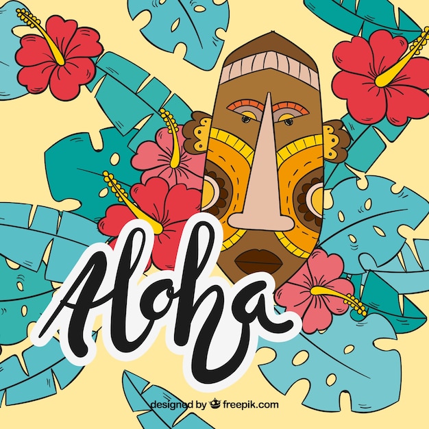 Fondo Étnico aloha de diseño plano