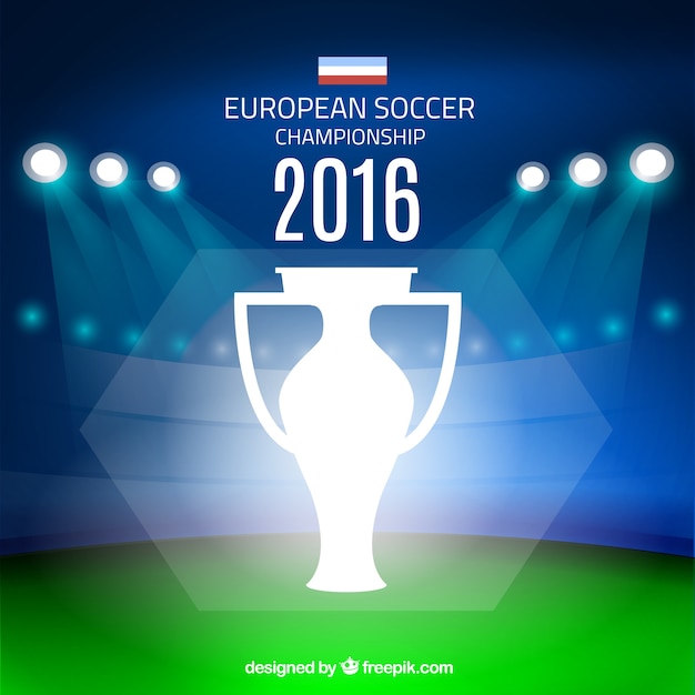 Vector gratuito fondo de eurocopa 2016 de campo de fútbol con focos