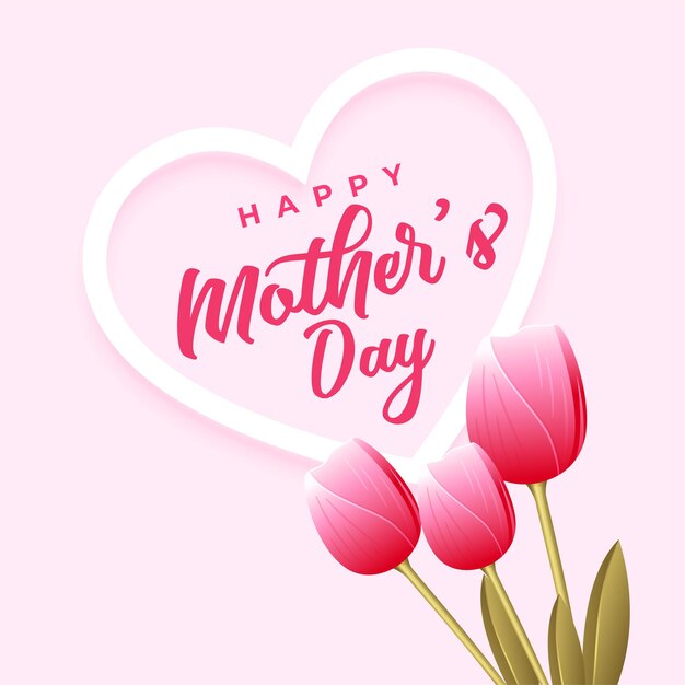 Fondo de evento de feliz día de la madre con flor de tulipán decorativa
