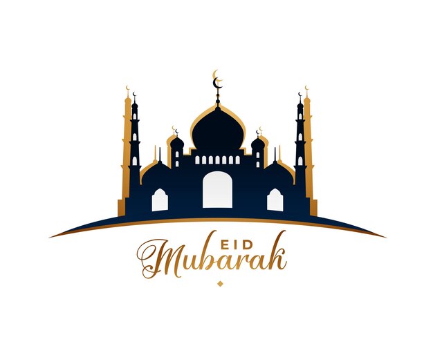 Fondo de evento del festival islámico eid mubarak con diseño de mezquita
