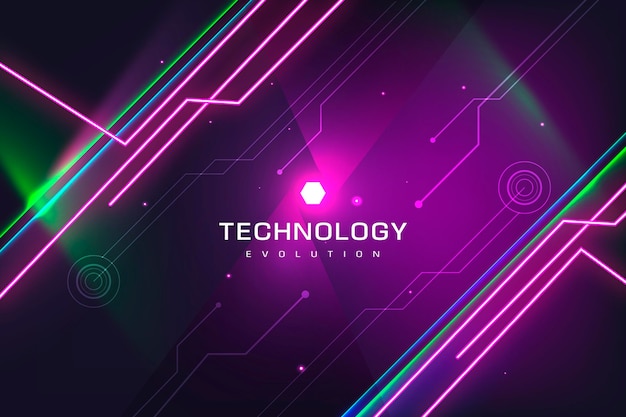 Vector gratuito fondo de evolución de tecnología de neón