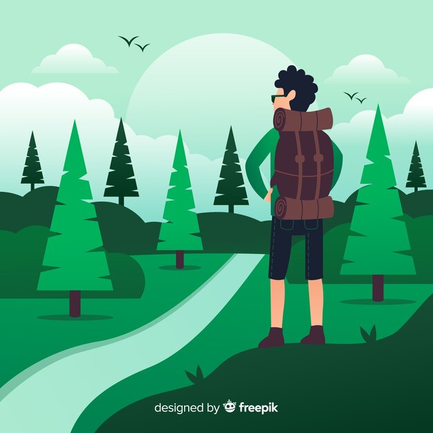 Fondo de explorador con mochila