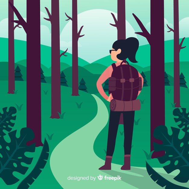 Fondo de explorador con mochila
