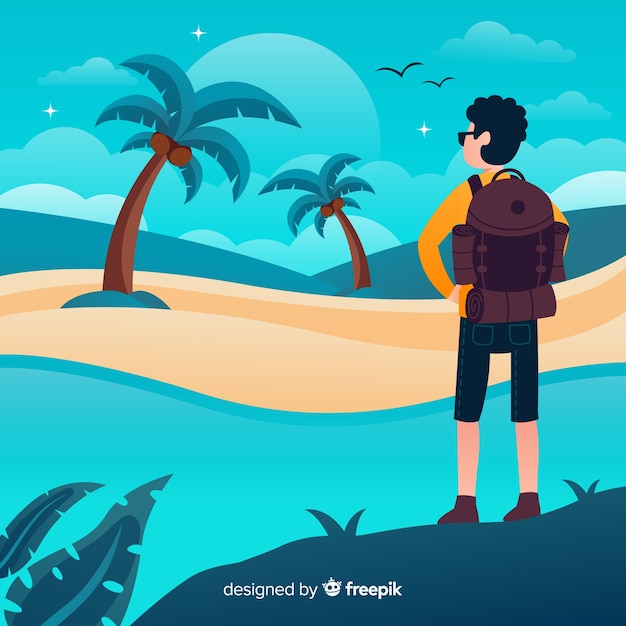 Vector gratuito fondo de explorador con mochila