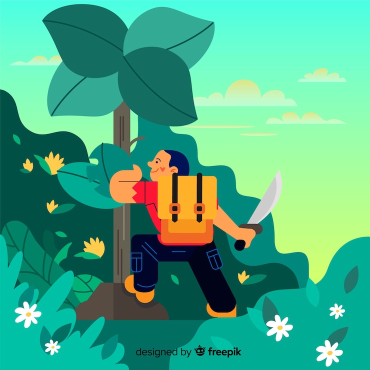 Vector gratuito fondo de explorador con mochila