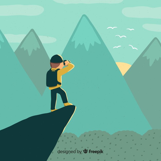 Fondo de explorador con mochila