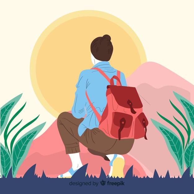 Fondo de explorador con mochila