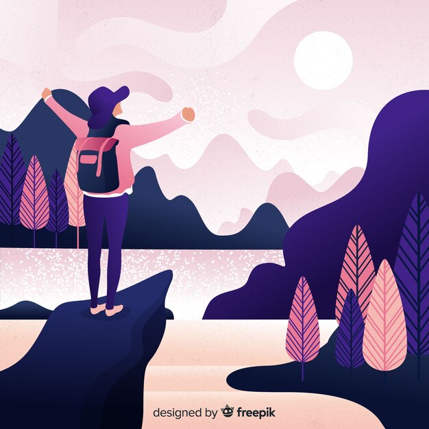 Fondo de explorador con mochila