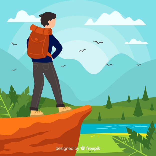 Fondo de explorador con mochila