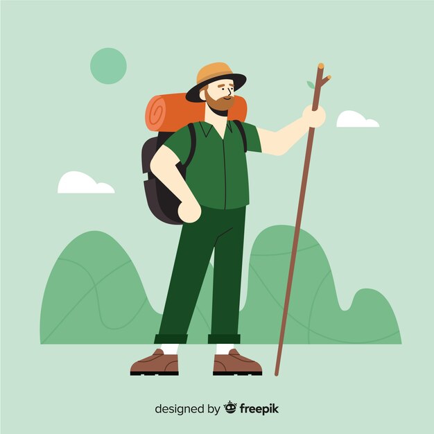 Fondo de explorador con mochila
