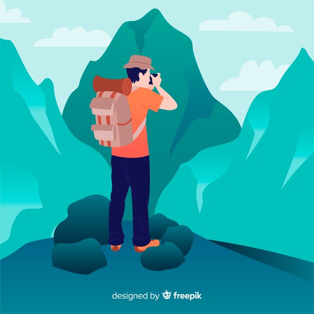Fondo de explorador con mochila