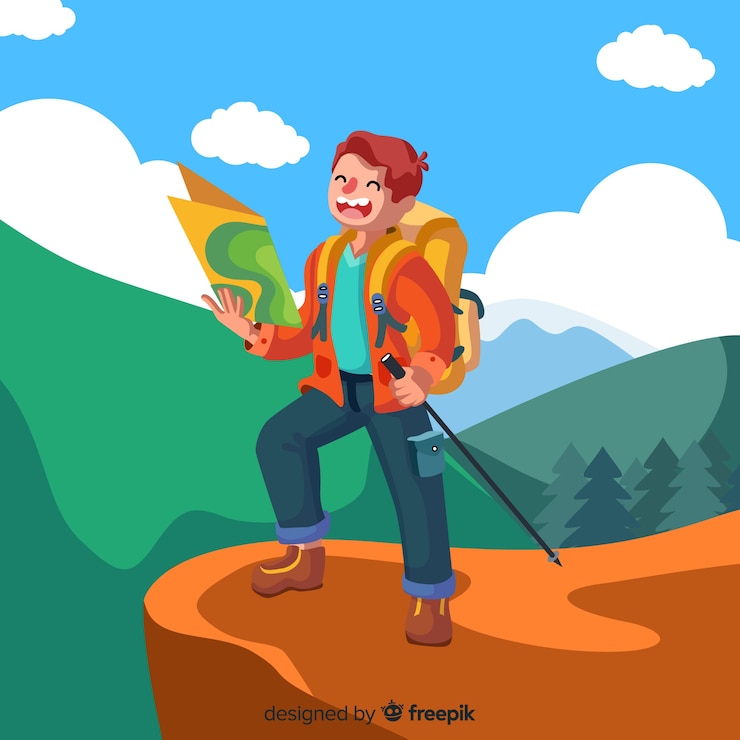 Vector gratuito fondo de explorador con mochila