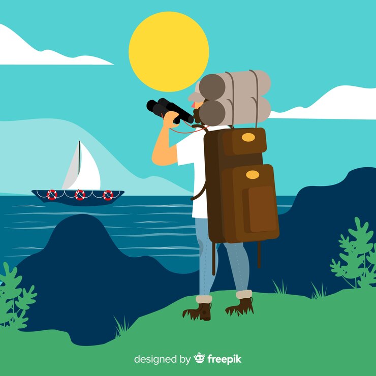 Vector gratuito fondo de explorador con mochila