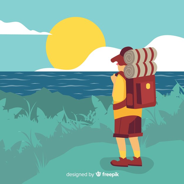 Fondo de explorador con mochila