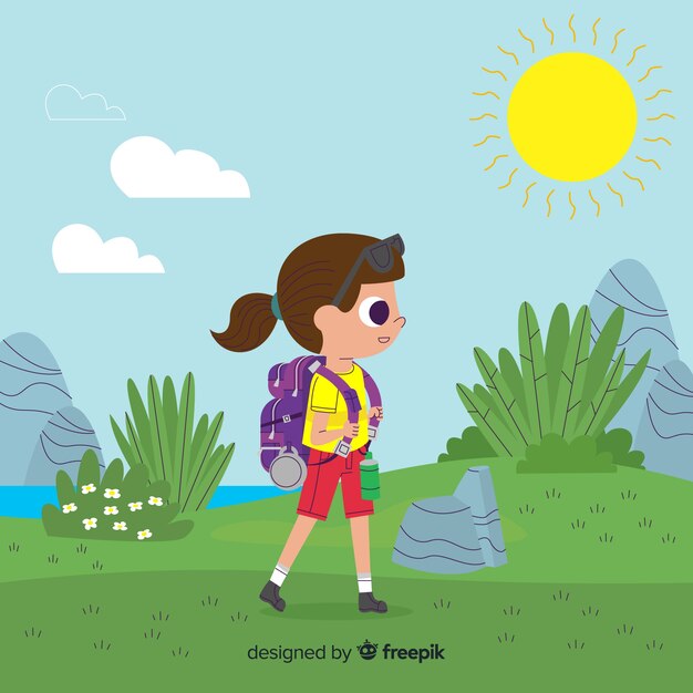 Fondo de explorador con mochila