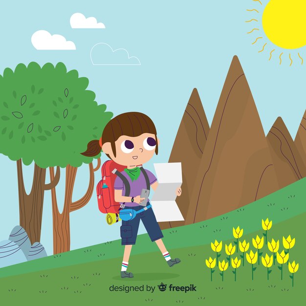 Fondo de explorador con mochila