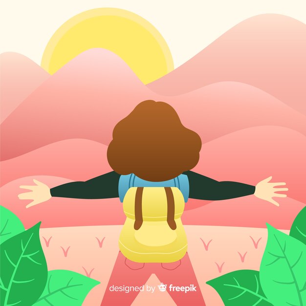 Fondo de explorador con mochila
