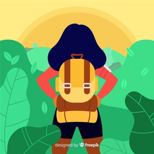 Fondo de explorador con mochila
