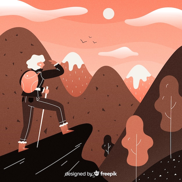 Fondo de explorador con mochila