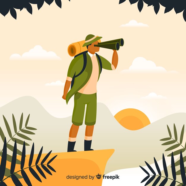 Fondo de explorador con mochila