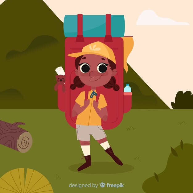 Fondo de explorador con mochila