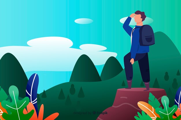 Fondo de explorador con mochila