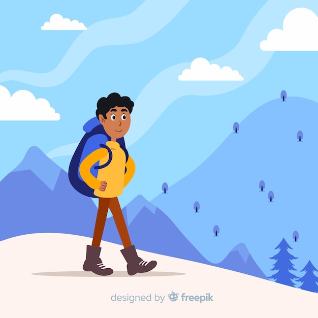 Vector gratuito fondo de explorador con mochila