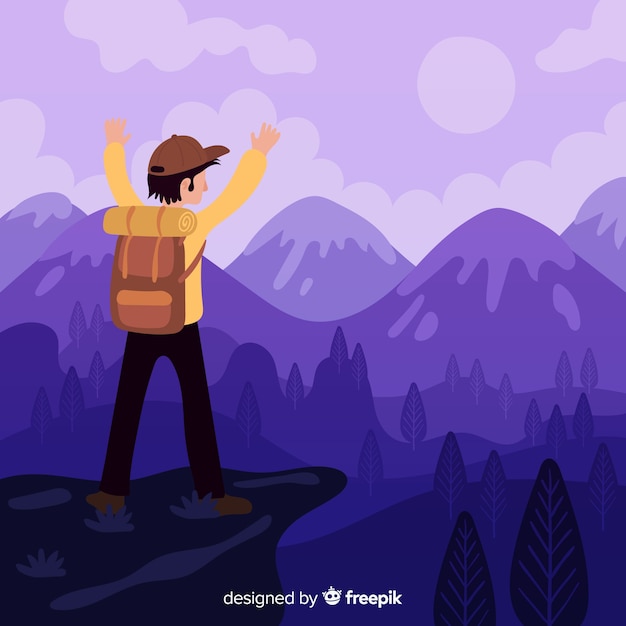 Vector gratuito fondo de explorador con mochila