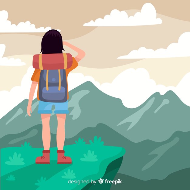 Fondo de explorador con mochila