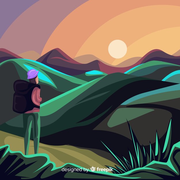 Fondo de explorador con mochila