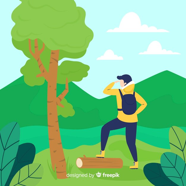 Fondo de explorador con mochila