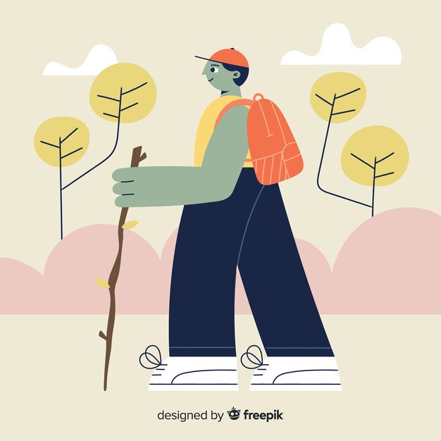 Fondo de explorador con mochila