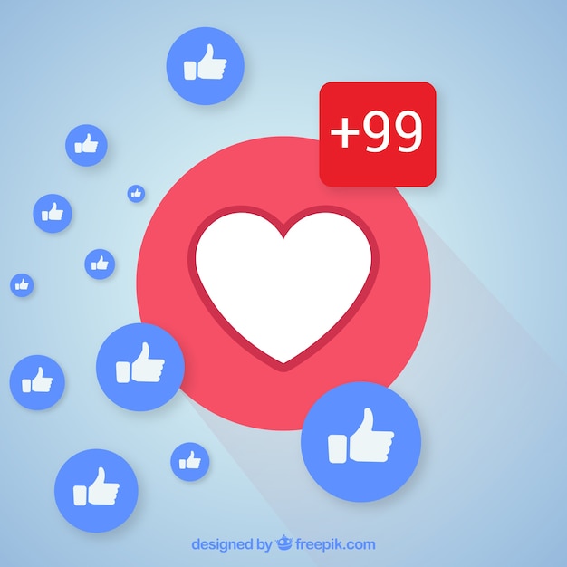 Vector gratuito fondo de facebook con corazones y likes