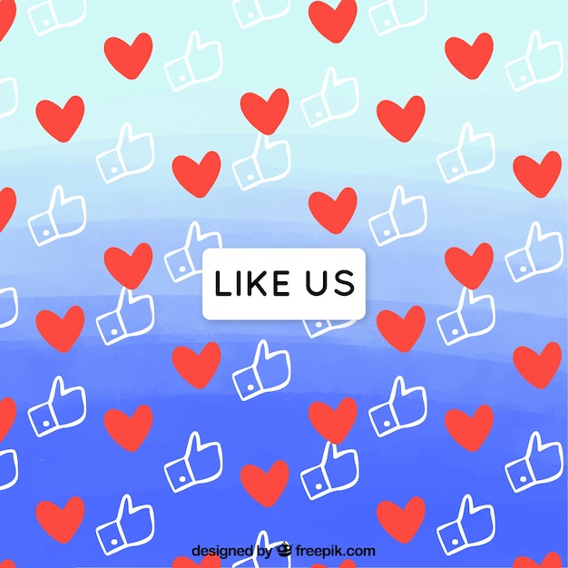 Fondo de facebook con corazones y likes