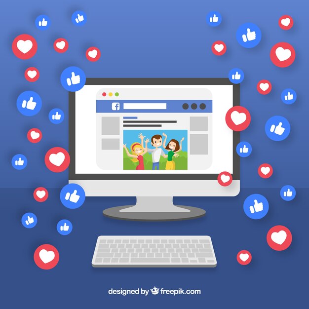 Fondo de facebook con corazones y likes