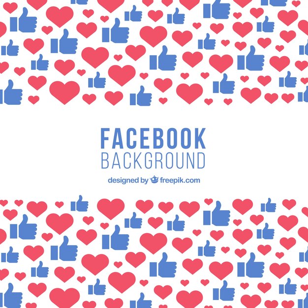 Fondo de facebook con iconos de corazón y me gusta