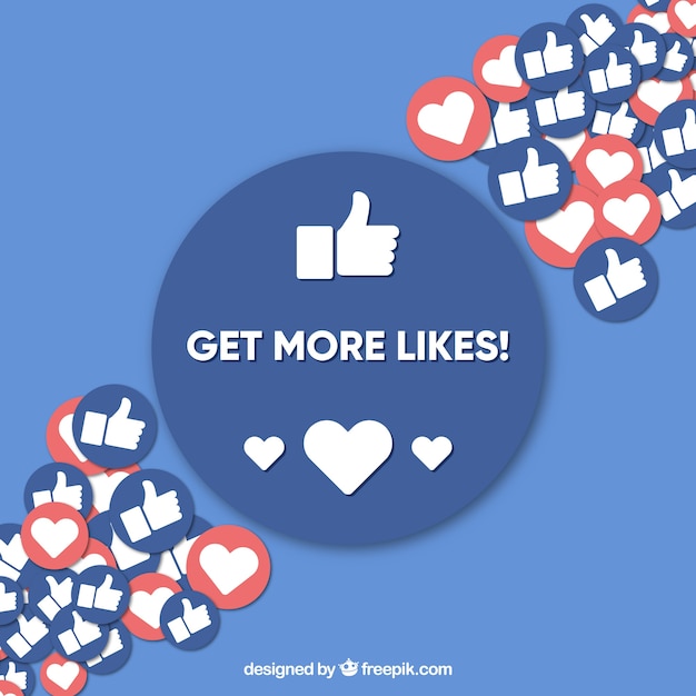 Fondo de facebook con iconos de me gusta y corazón