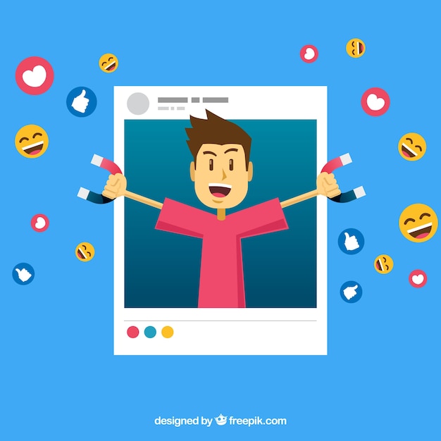 Vector gratuito fondo de facebook influencer con emoticonos