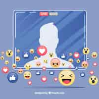 Vector gratuito fondo de facebook influencer con emoticonos