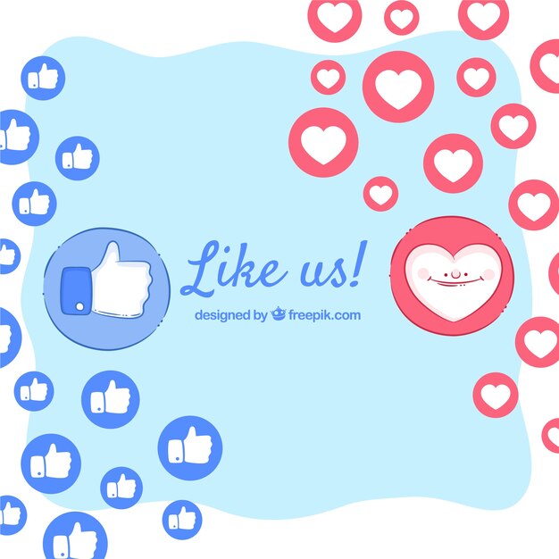 Fondo de facebook con likes y corazones