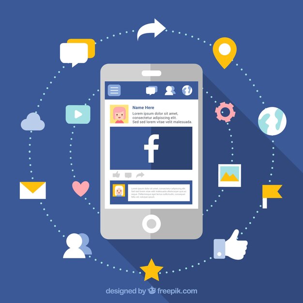 Fondo de facebook y móvil en diseño plano