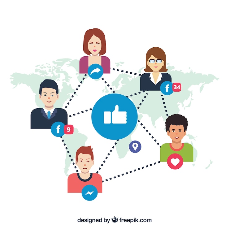 Vector gratuito fondo de facebook con personas 