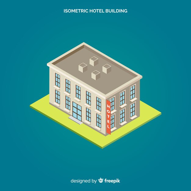 Fondo fachada de hotel isométrico