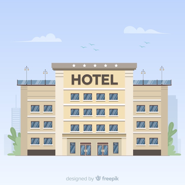 Vector gratuito fondo fachada de hotel plana