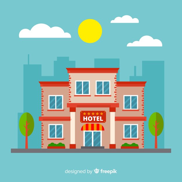 Fondo fachada de hotel plana